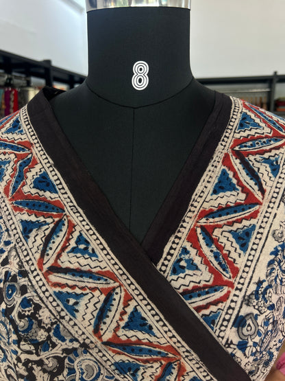 Black kalamkari mul saree