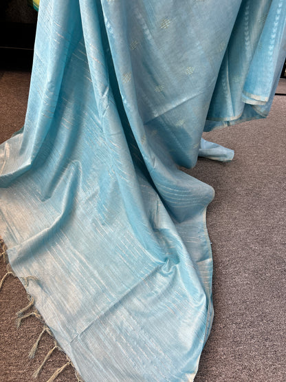 BLUE TISSUE SAREE