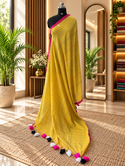 YELLOW JAMDANI SAREE