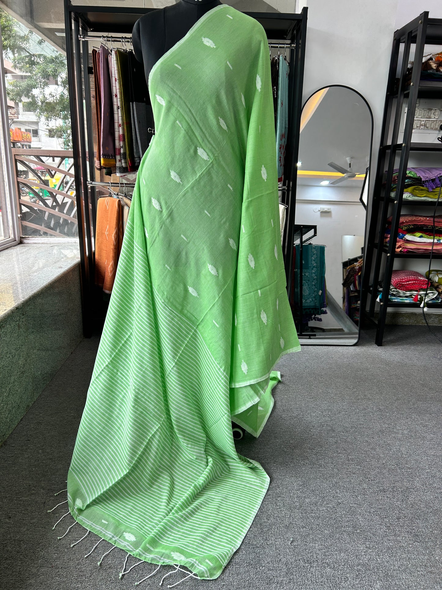 GREEN MUL JAMDANI SAREE