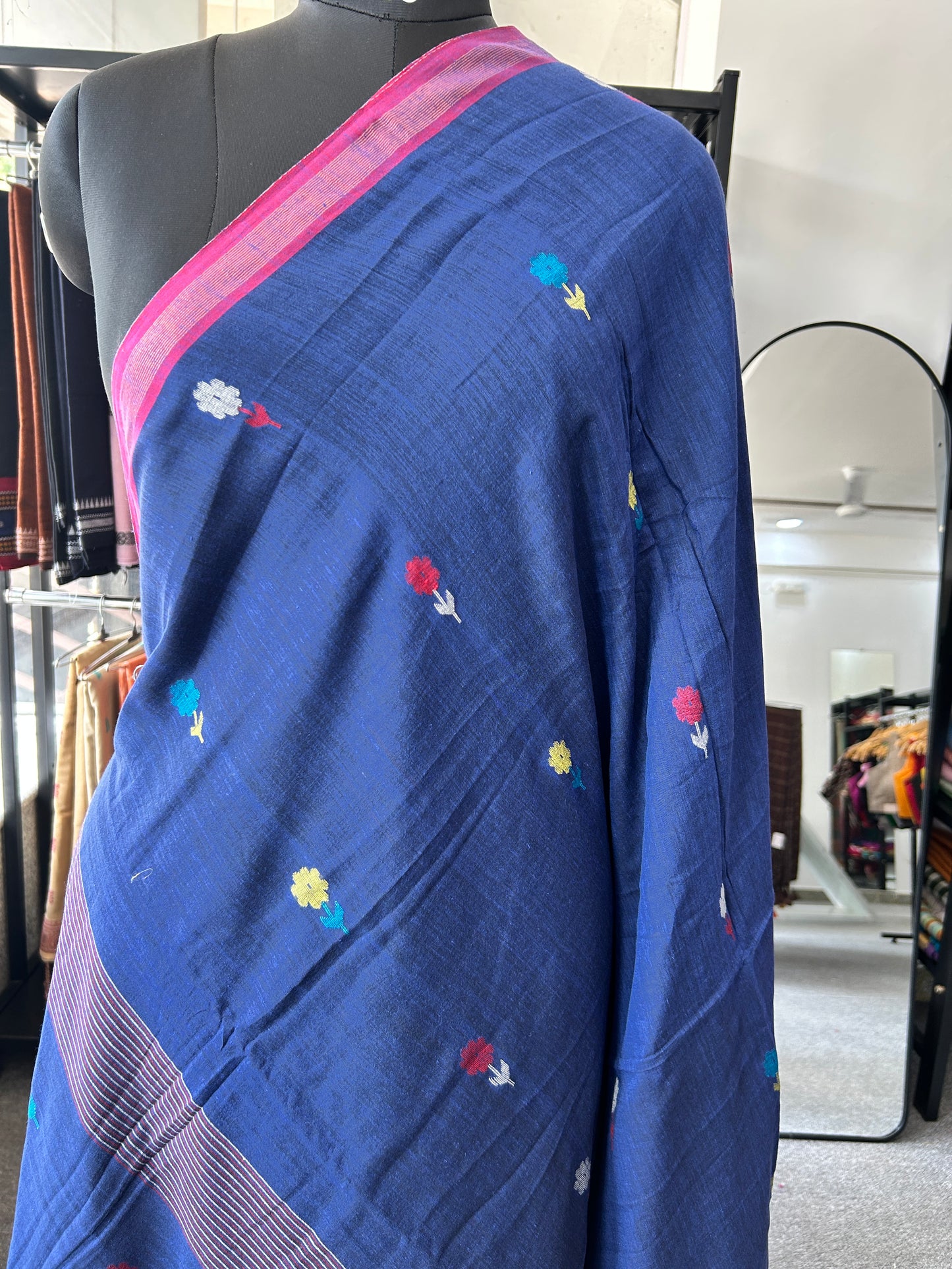 BLUE KHADI JAMDANI SAREE