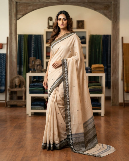 WHITE DHANIAKHALI SAREE