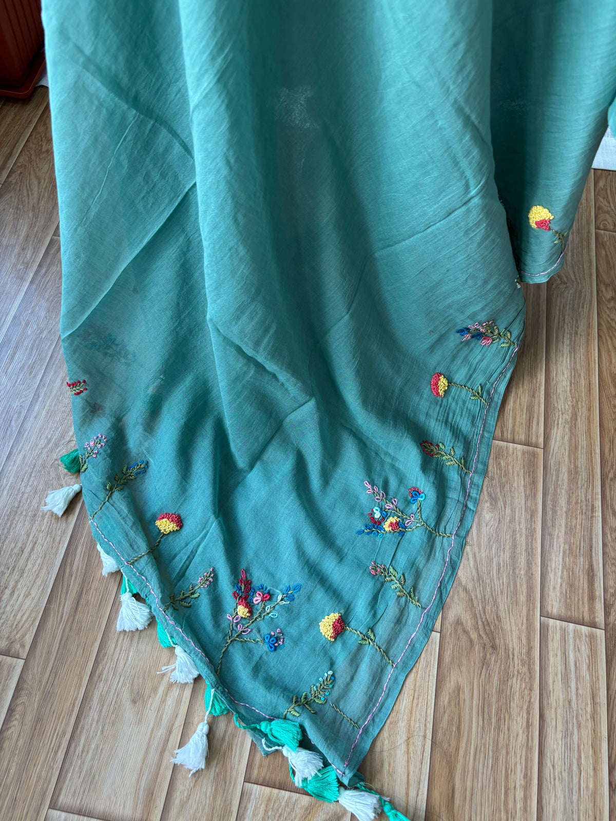 BLUE EMBROIDERED MUL SAREE