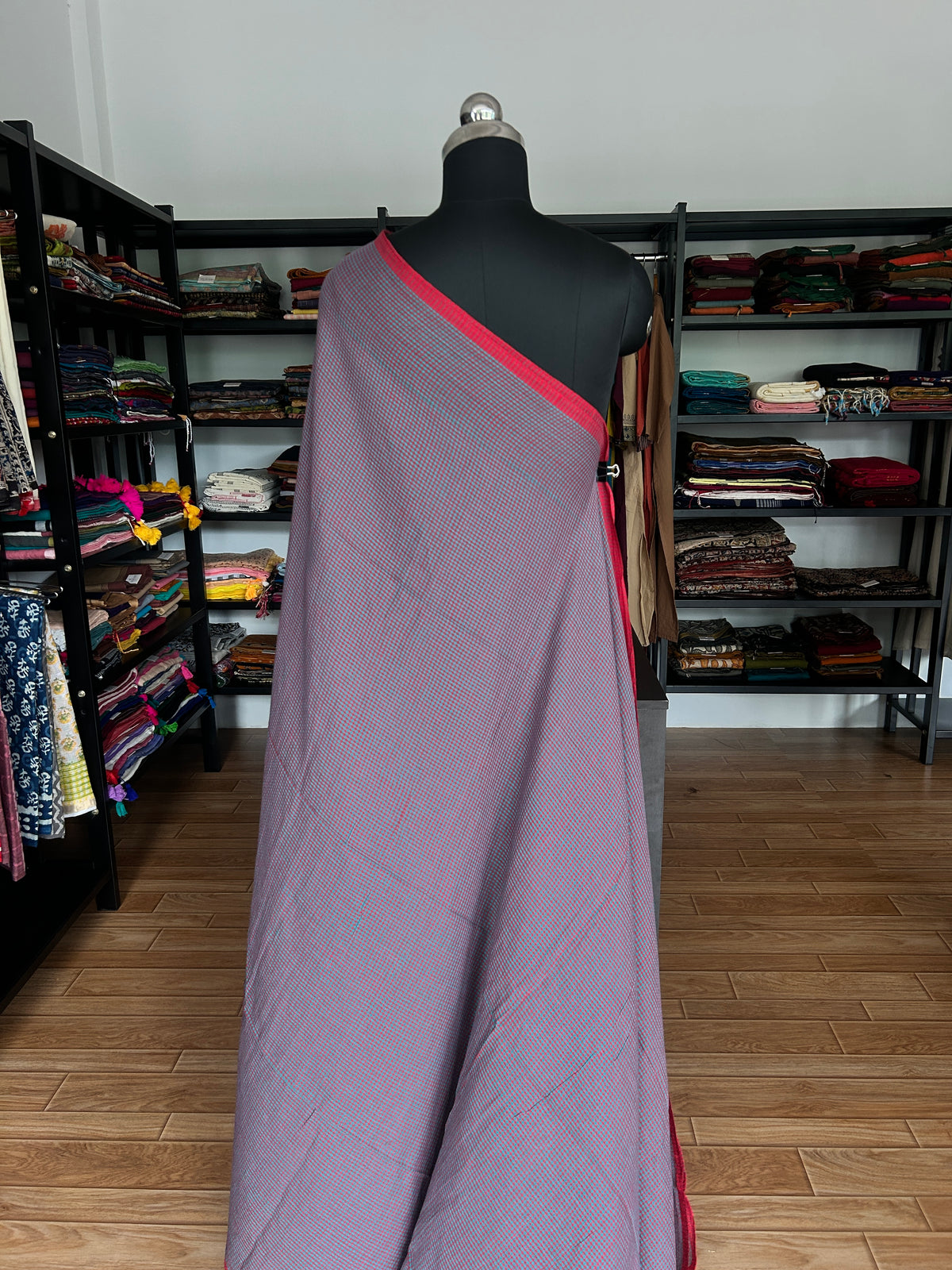 LAVENDER CHECKS  MUL SAREE