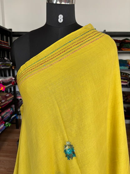 GREEN EMBROIDERED MUL SAREE