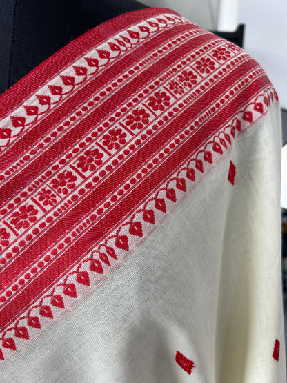 WHITE MERCERISED SAREE