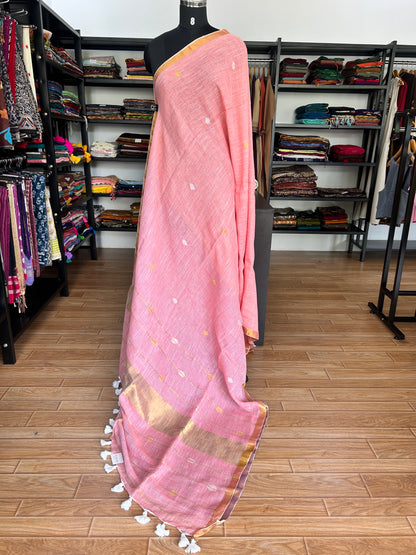 PINK LINEN SAREE