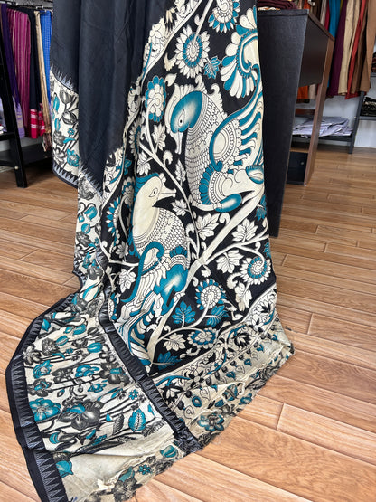 Black kalamkari saree
