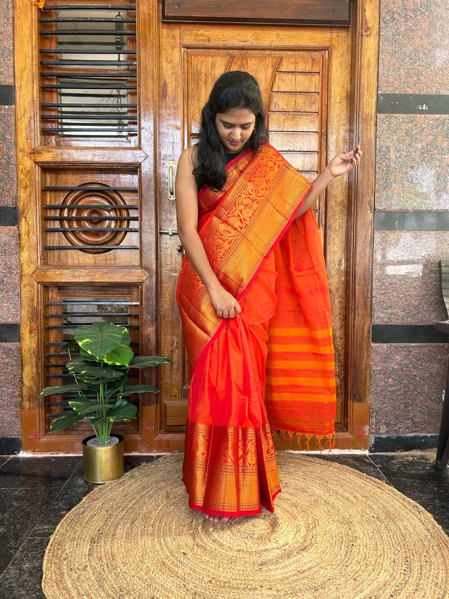 Orange Narayanpet saree.