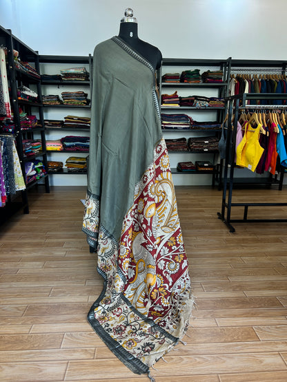 Grey kalamkari saree