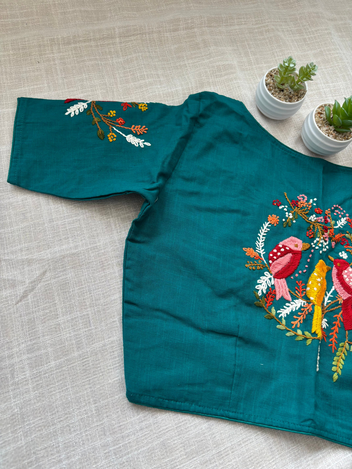 BLUE EMBROIDERED  BLOUSE