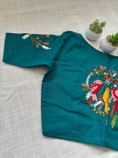 BLUE EMBROIDERED  BLOUSE