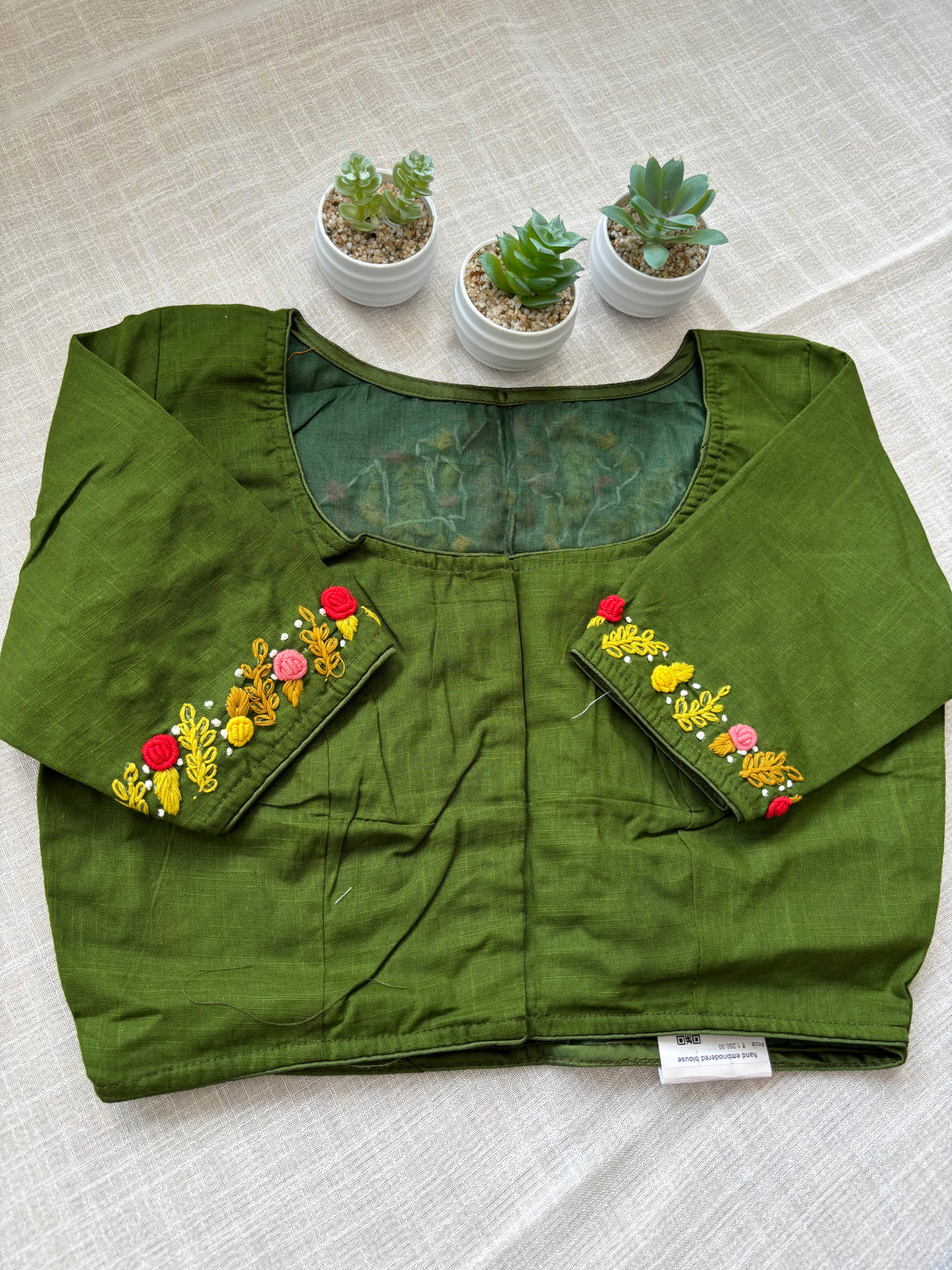 GREEN EMBROIDERED  BLOUSE