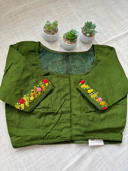 GREEN EMBROIDERED  BLOUSE