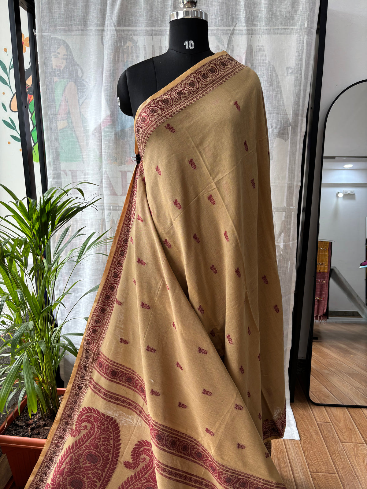 BEIGE MERCERISED SAREE