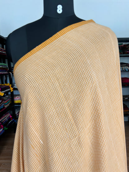 YELLOW CHECKS  MUL SAREE