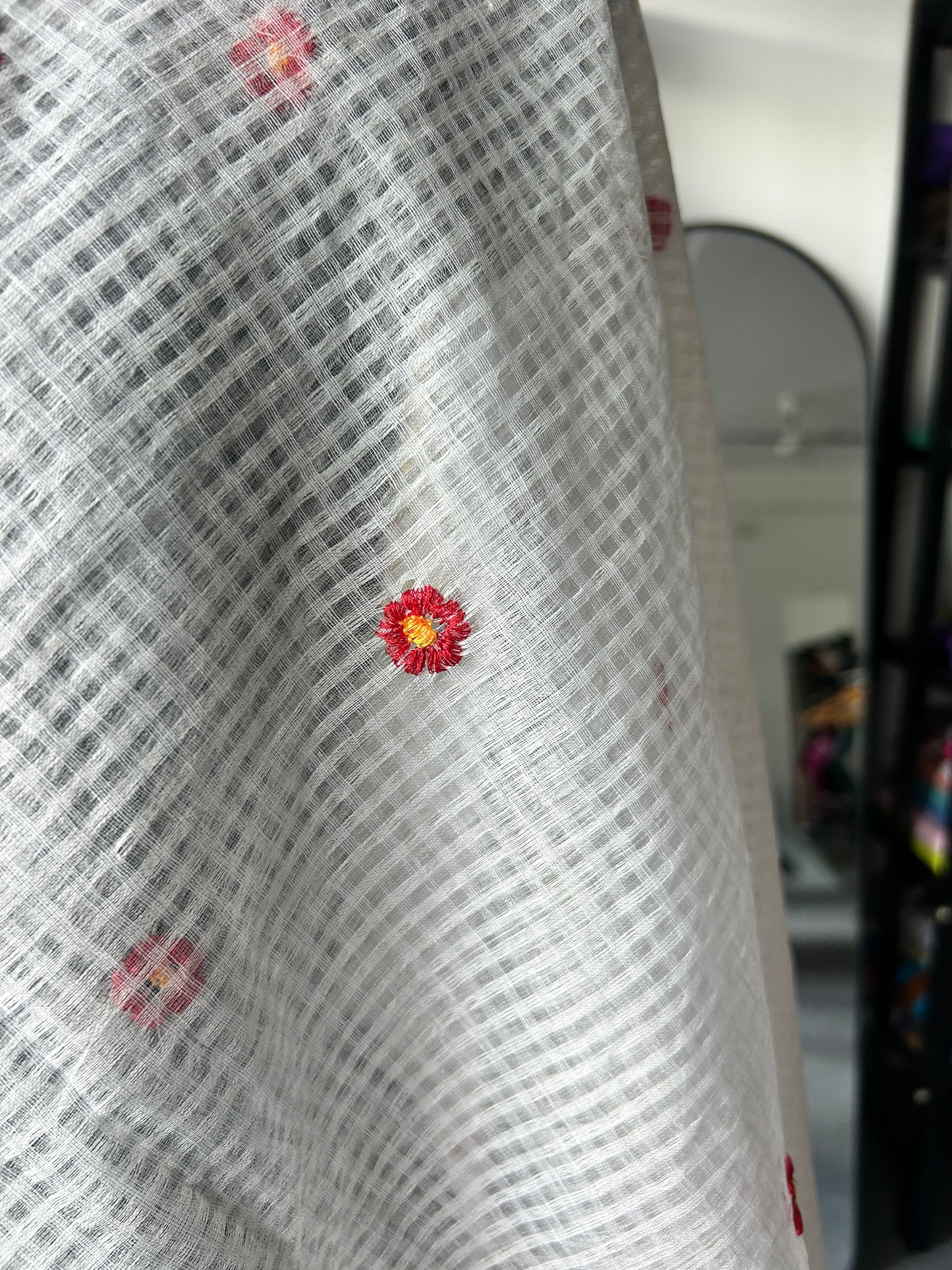 White embroidered kota