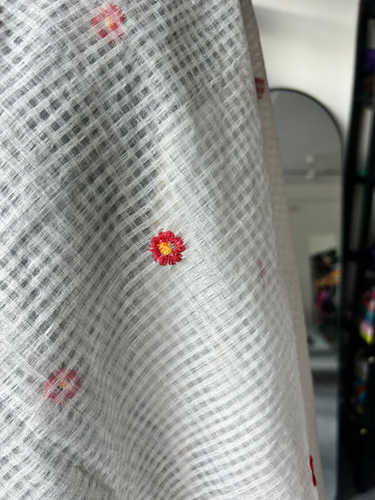 White embroidered kota