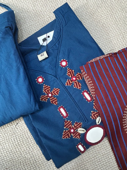 BLUE GAMTHI COTTON SUIT