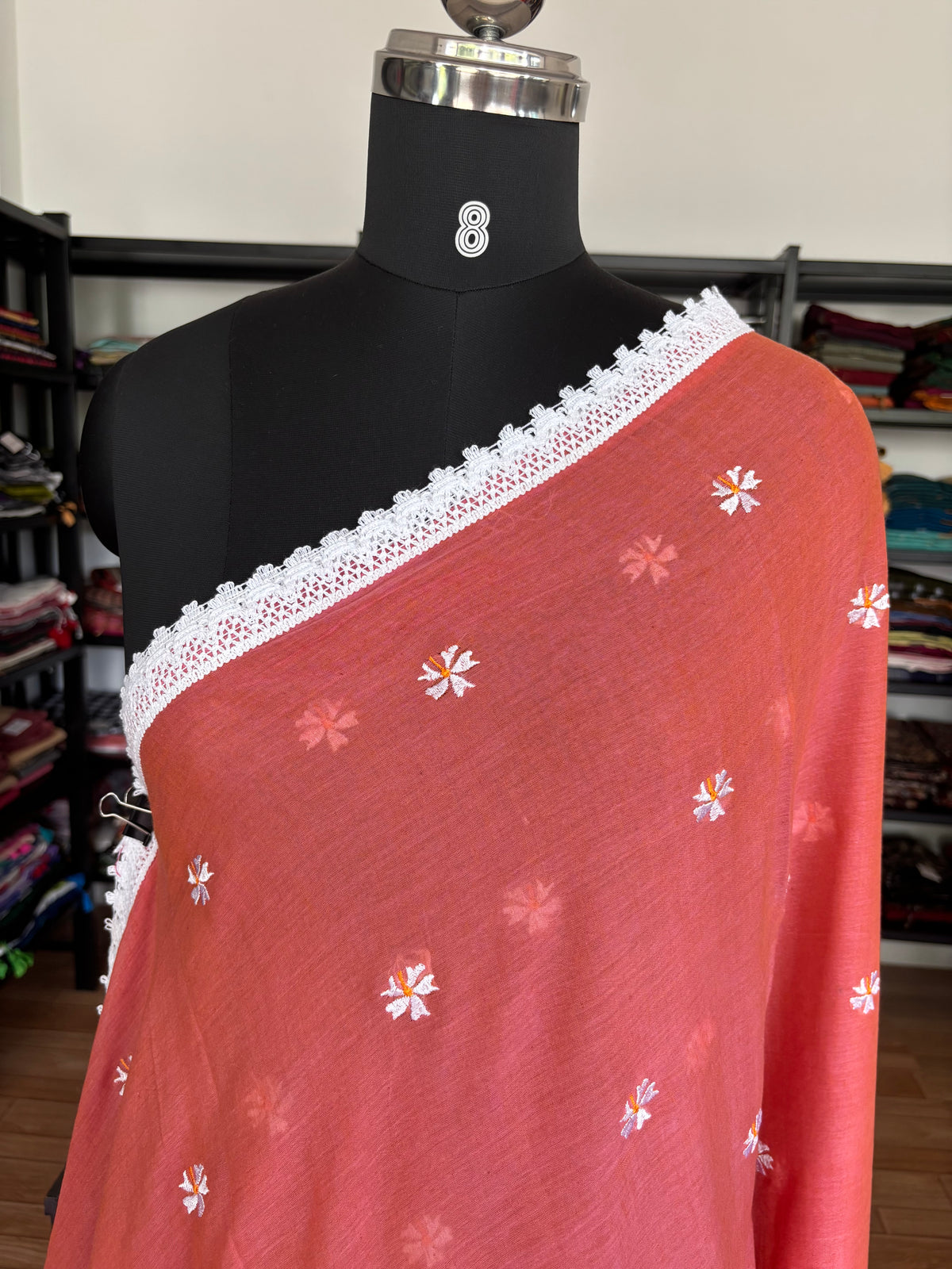 ORANGE PARIJATHA MUL SAREE