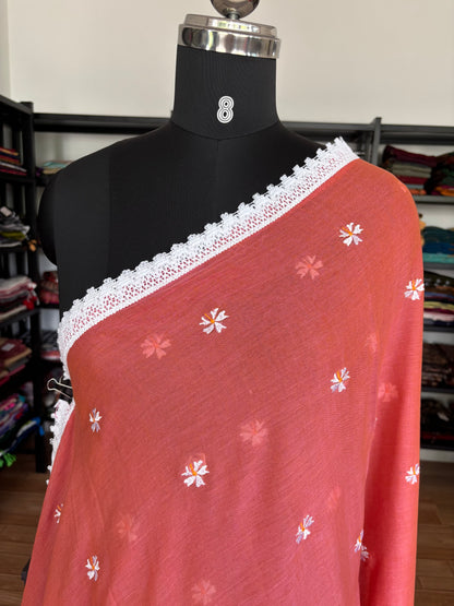 ORANGE PARIJATHA MUL SAREE
