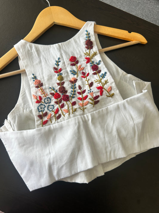White boho embroidered blouse