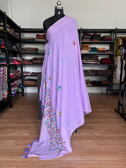 PURPLE EMBROIDERED MUL SAREE