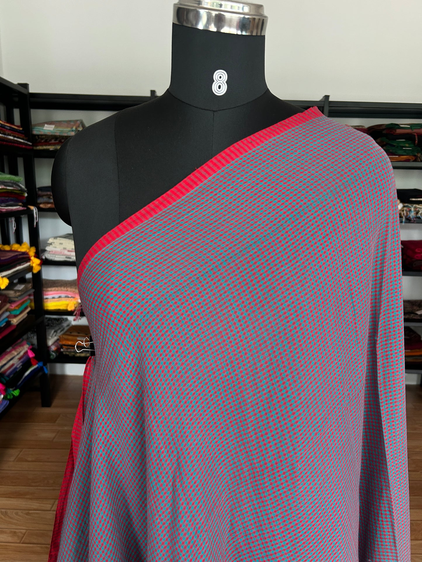 LAVENDER CHECKS  MUL SAREE