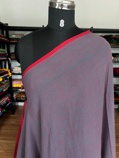 LAVENDER CHECKS  MUL SAREE