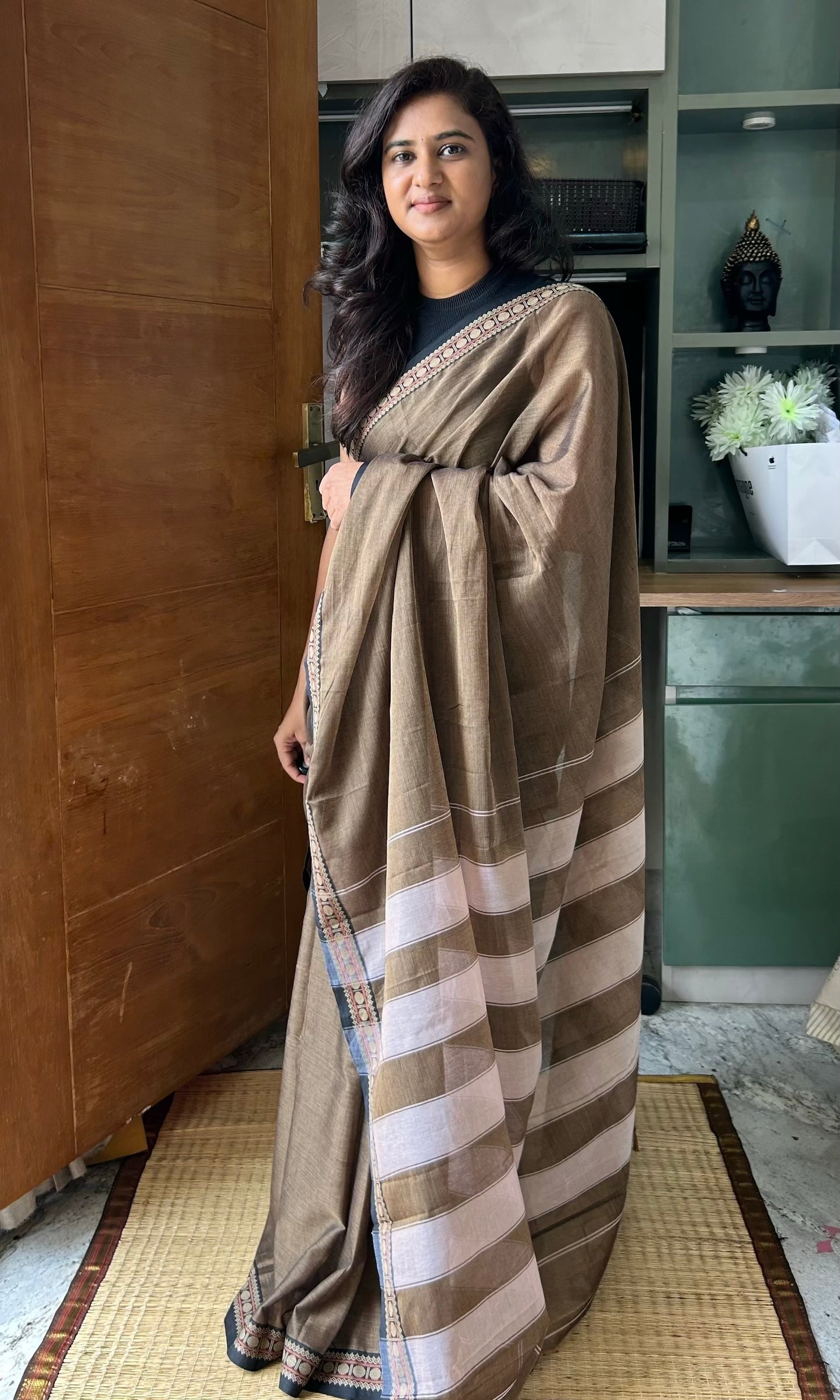 GREY NARAYANPET SAREE