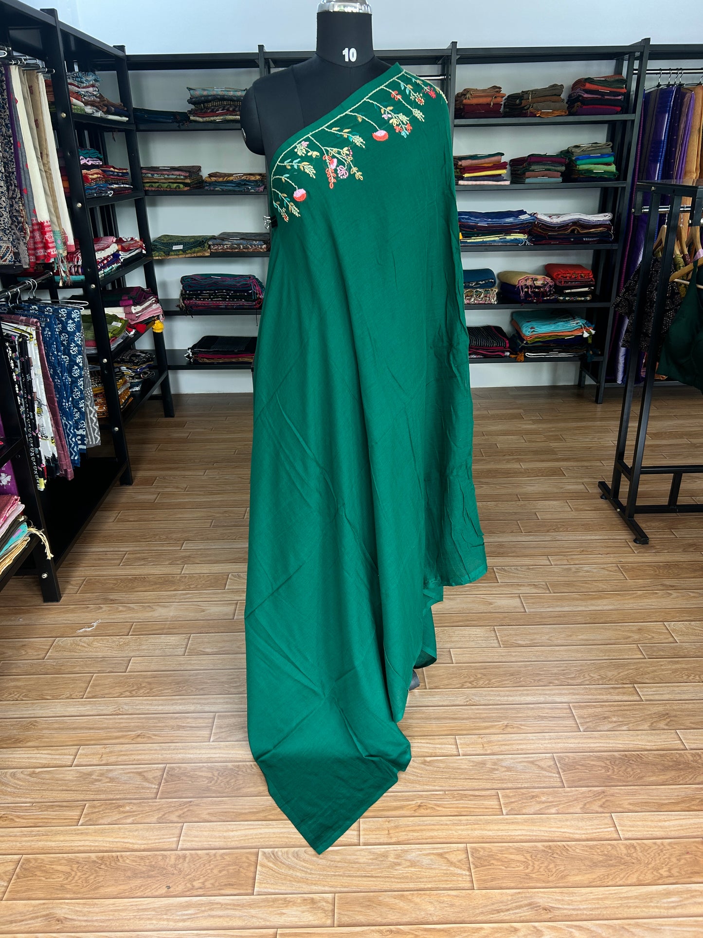GREEN KATHA MUL SAREE