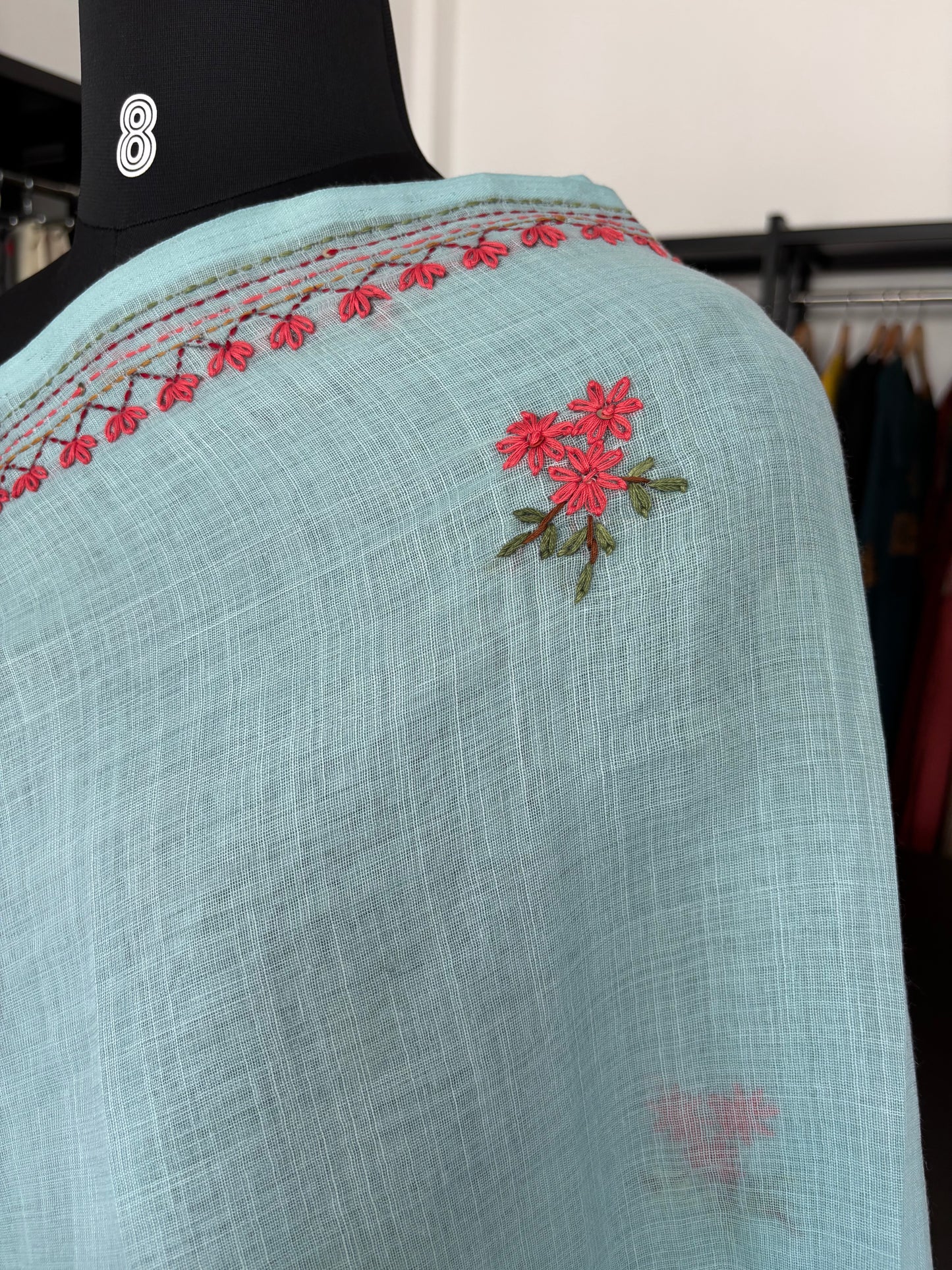 BLUE LINEN SAREE