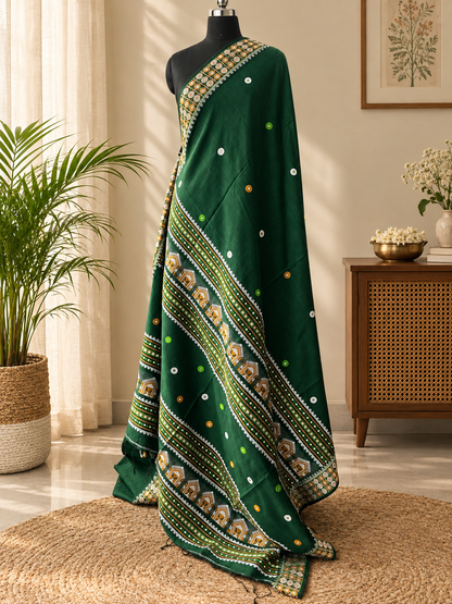 GREEN MERCERISED SAREE