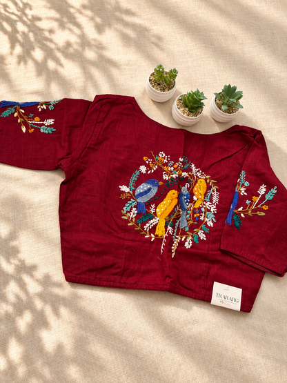 MAROON EMBROIDERED  BLOUSE