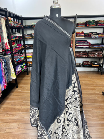 Black kalamkari saree