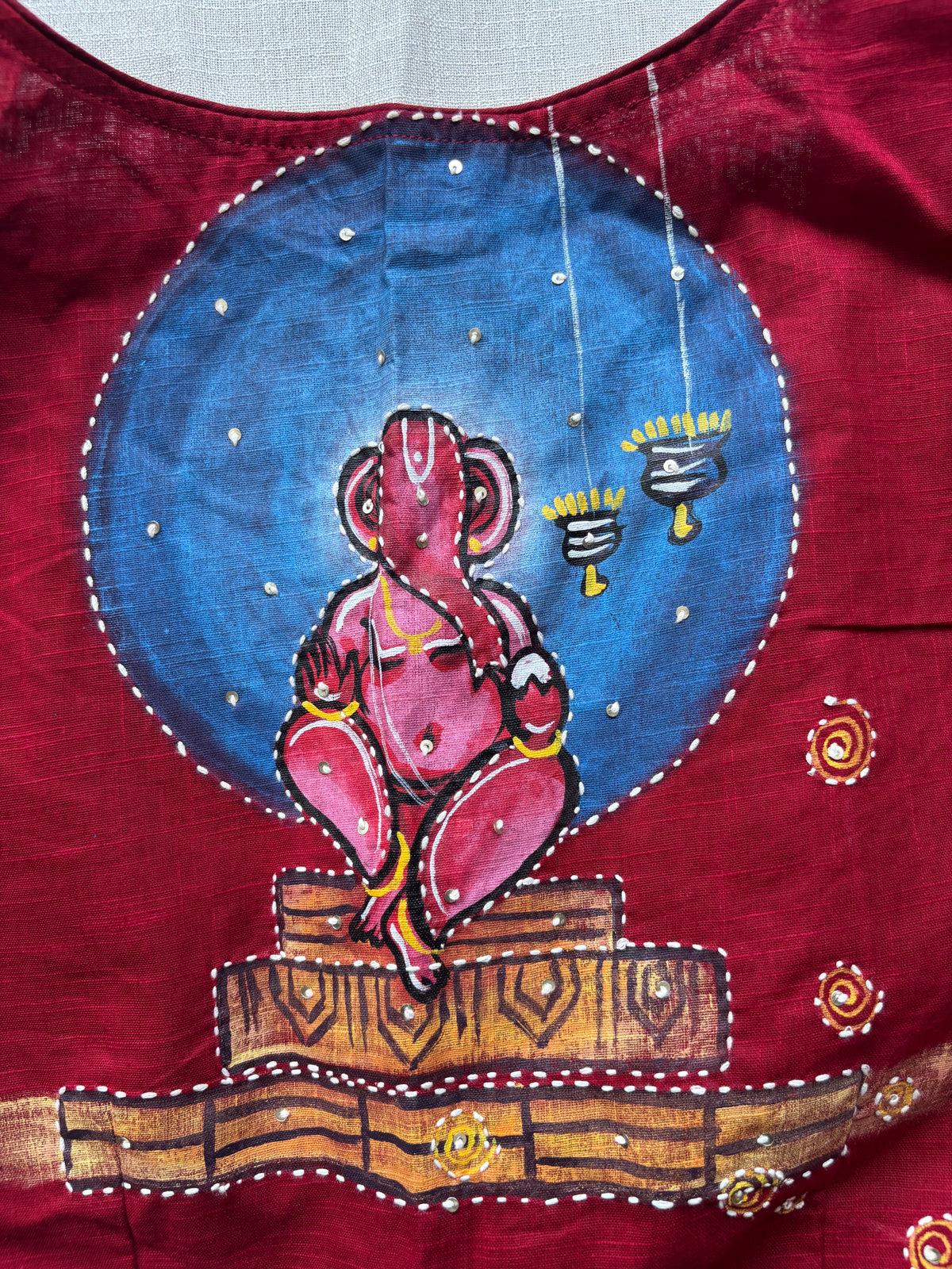 Maroon hand painted blouse