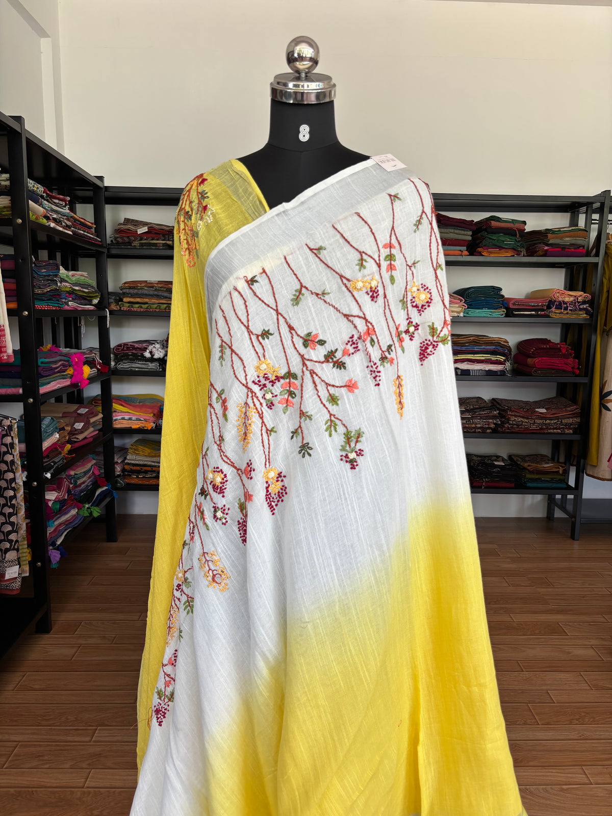 YELLOW LINEN SAREE
