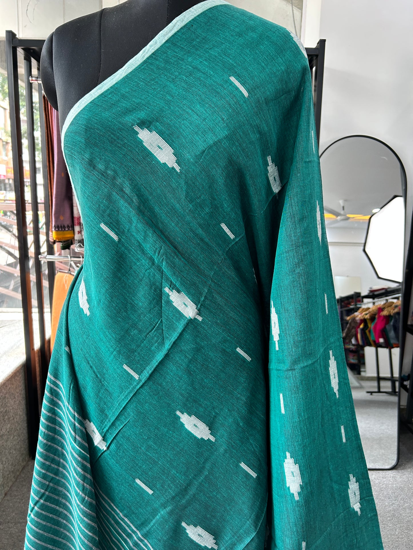 GREEN MUL JAMDANI SAREE