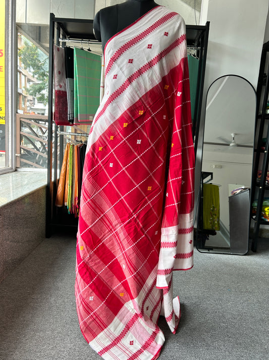RED DHANIAKHALI SAREE