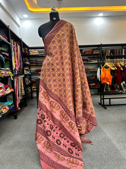 ORANGE AJRAKH MUL SAREE