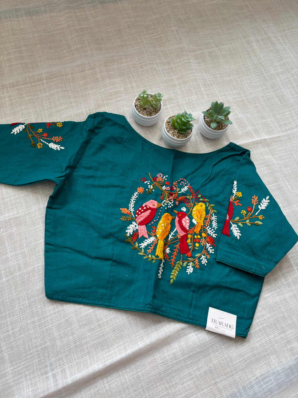 BLUE EMBROIDERED  BLOUSE