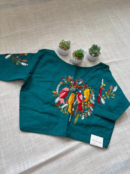 BLUE EMBROIDERED  BLOUSE