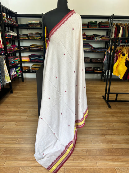 OFF WHITE DHANIAKHALI SAREE
