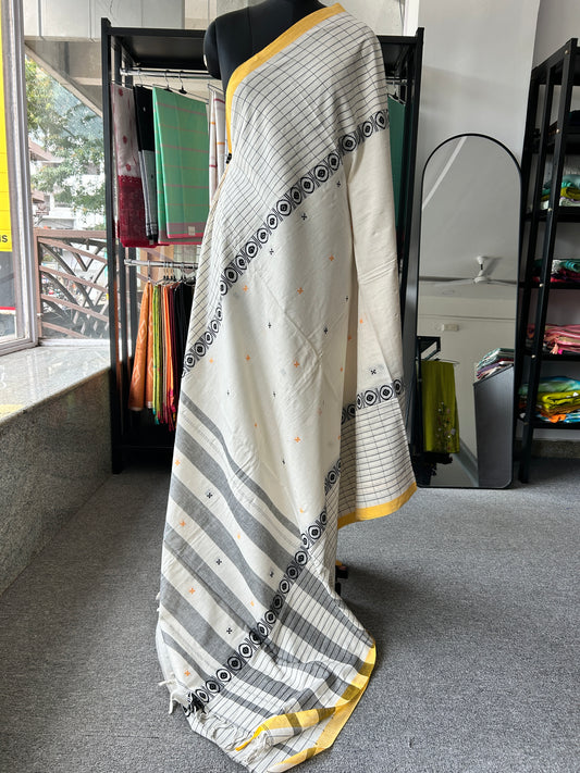 WHITE DHANIAKHALI SAREE