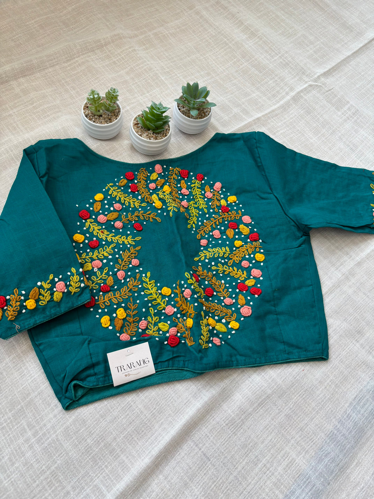 BLUE EMBROIDERED  BLOUSE