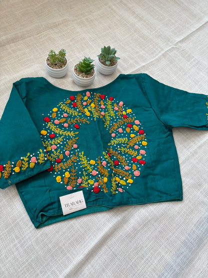 BLUE EMBROIDERED  BLOUSE