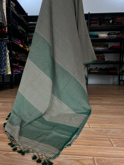 GREEN CHECKS  MUL SAREE