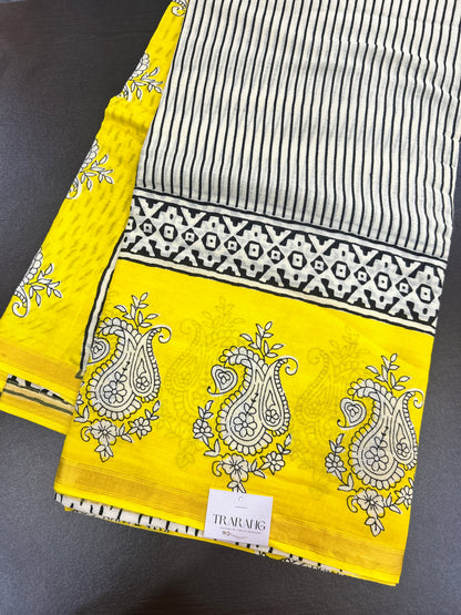 Yellow chanderi mul cotton