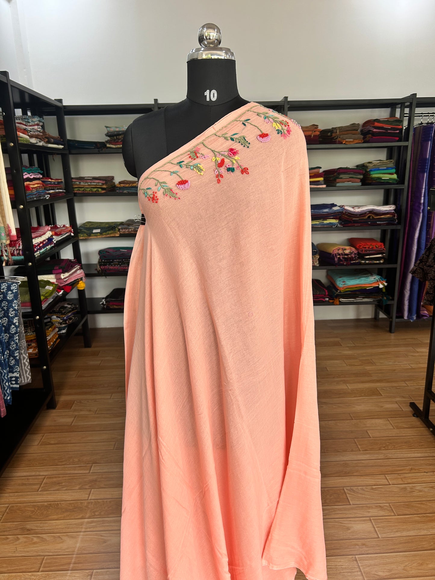 ORANGE KATHA MUL SAREE