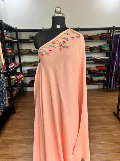 ORANGE KATHA MUL SAREE